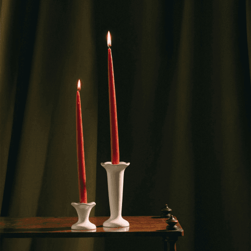 Image showing the Cora Fluted Candlestick, Short, White product.