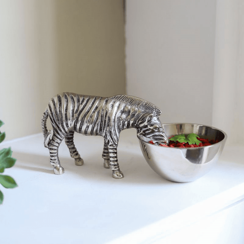 Wild Zebra Nibbles Bowl, Silver