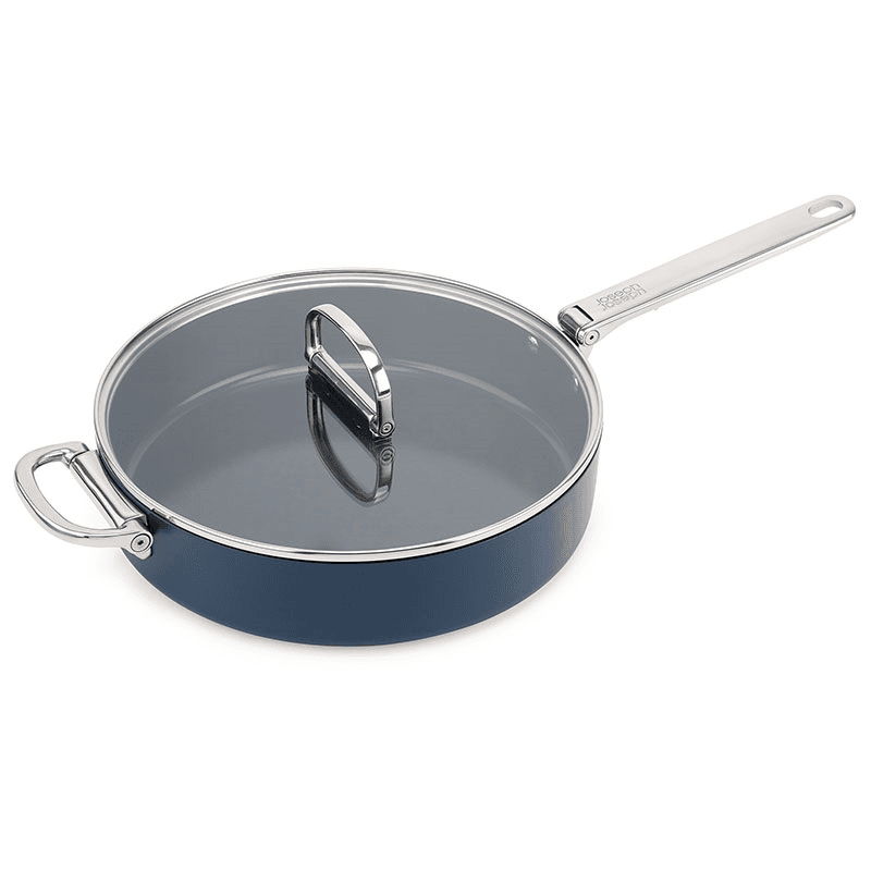 Space Folding Ceramic Non-Stick Saute Pan & Lid, Midnight Blue