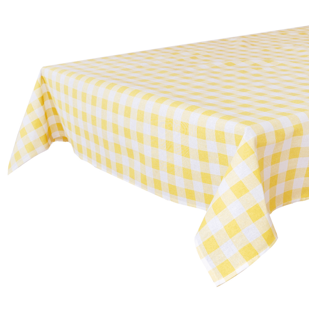 Bon appetit Gingham Fabric Tablecloth, Yellow
