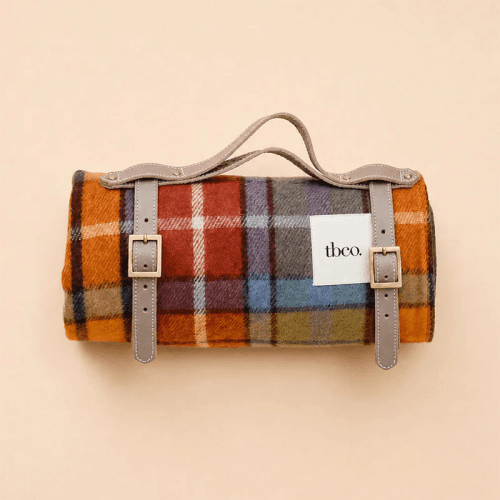 Image showing the Water Resistant Recycled Wool Picnic Blanket With Taupe Leather Strap, Buchanan Antique Tartan product.