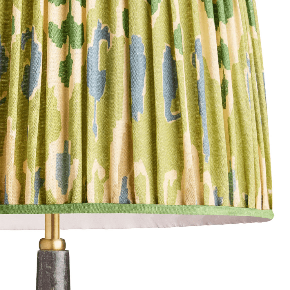 Tapered Drum Gathered Shade, Green & Blue Linen