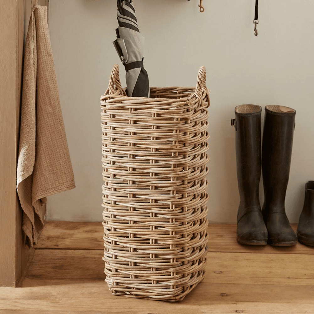 Rattan Square Umbrella Basket, Natural