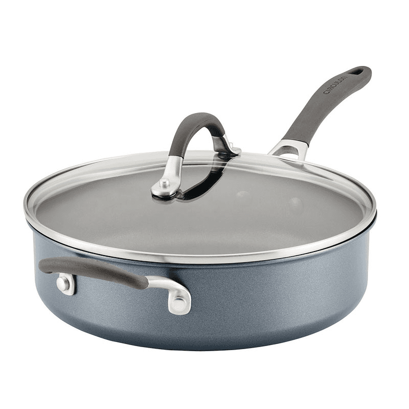 A1 ScratchDefense Non-Stick Saute Pan with Lid, Grey