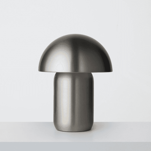 Image showing the Mushroom Portable Lamp, H25.5cm, Brushed Chrome product.