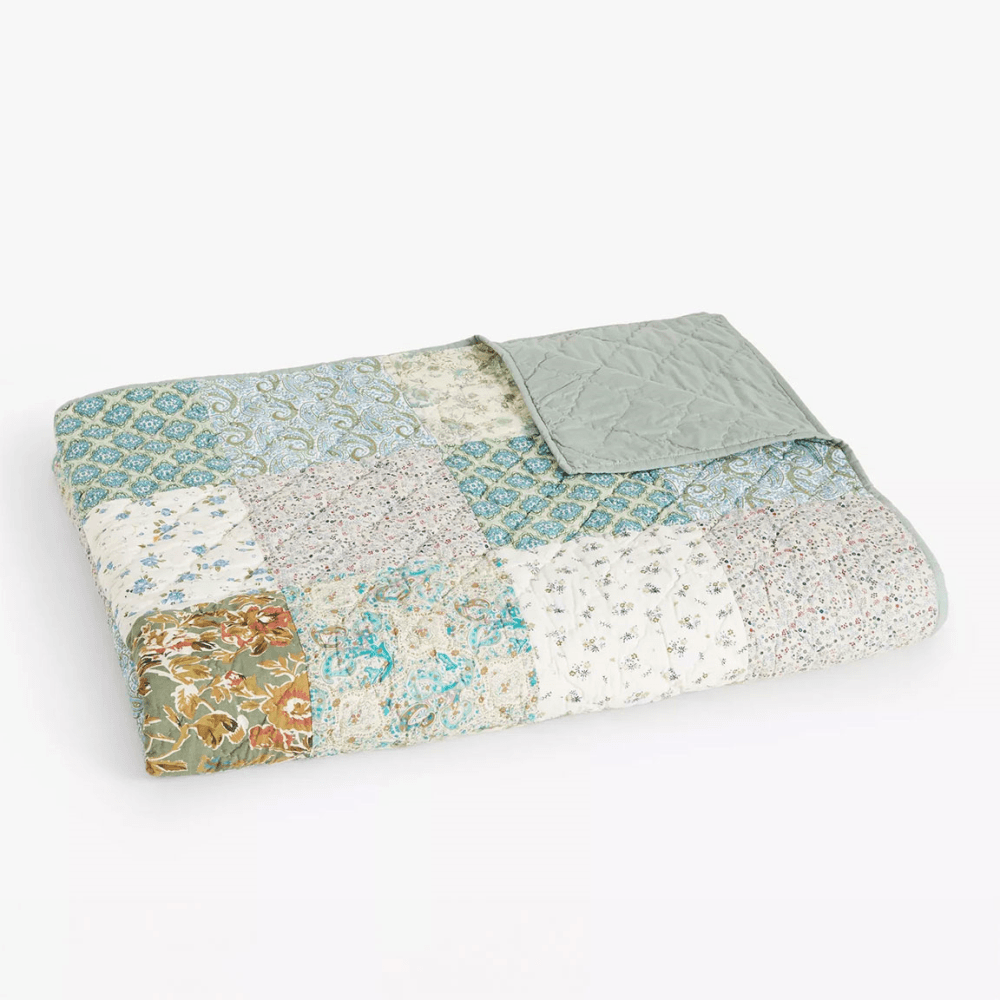Tilly Patchwork Bedspread, Blue