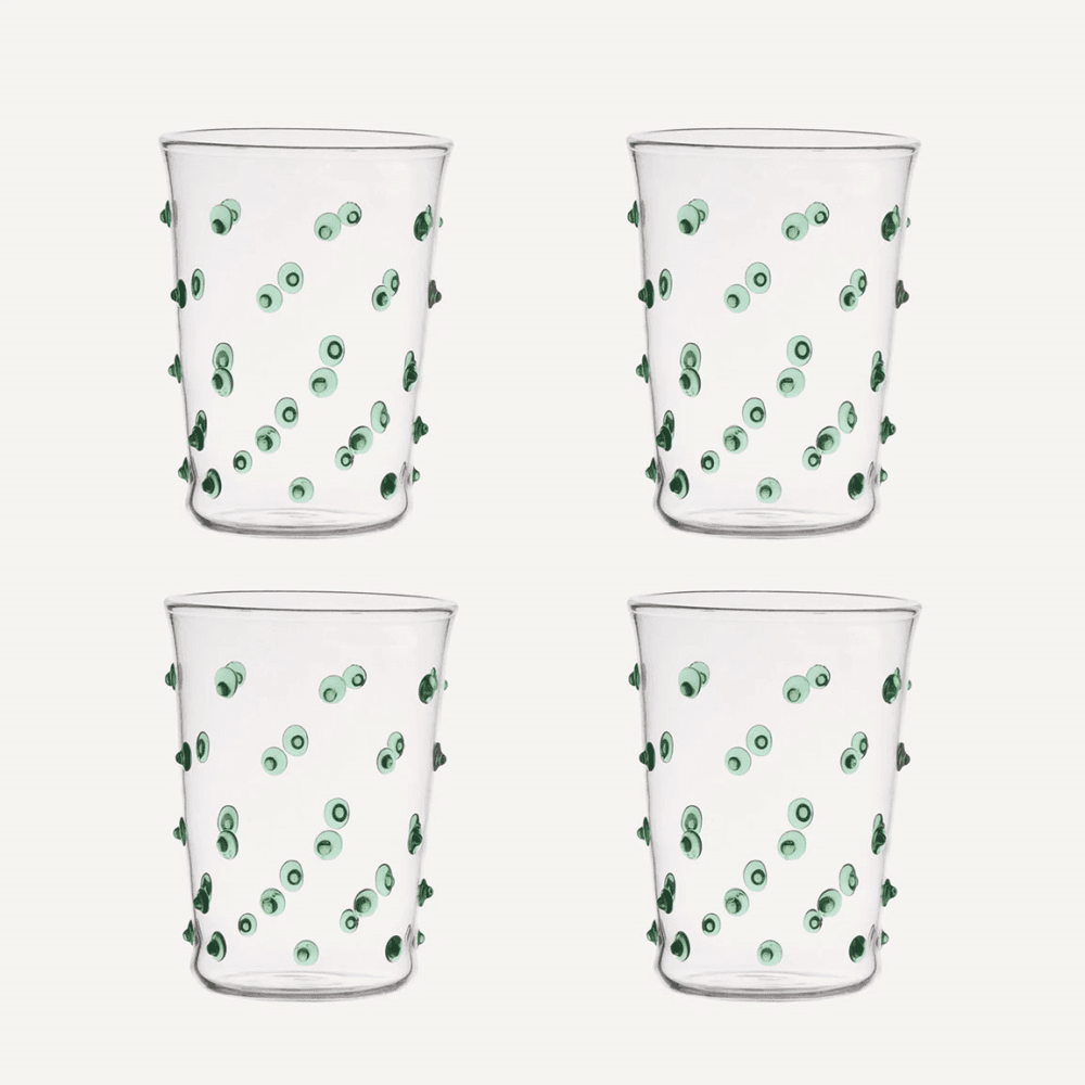 Pom Set of 4 Water Glasses, Green