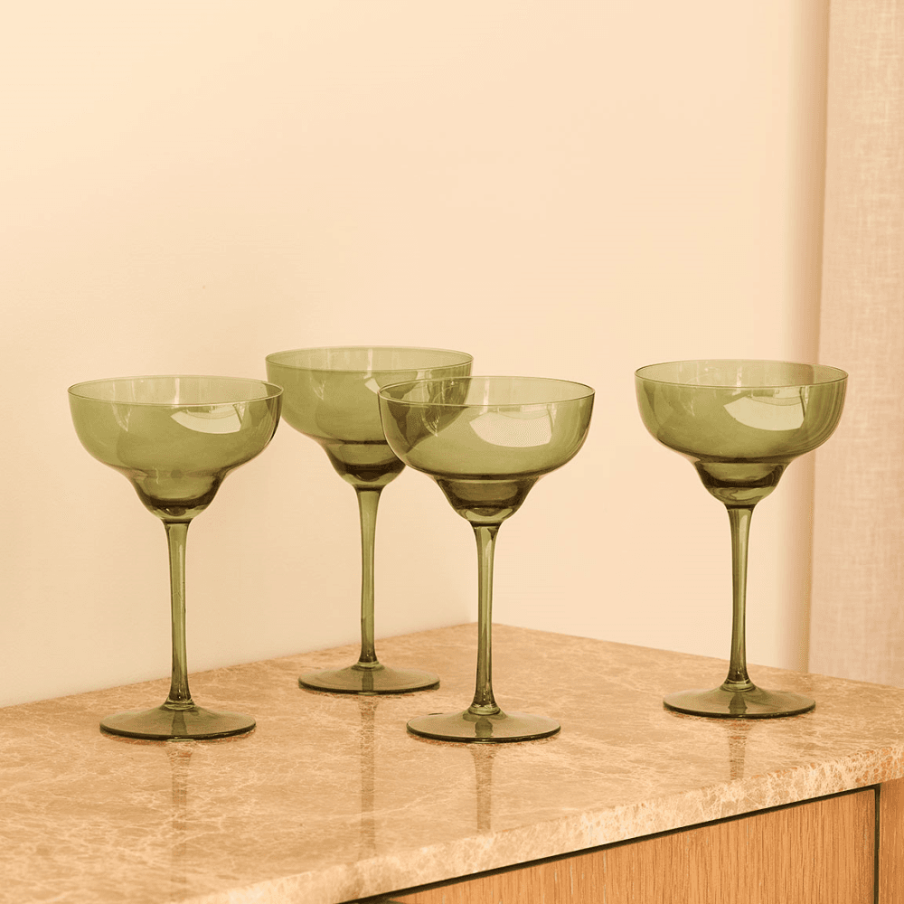 Set of 4 Martini Glasses, Green