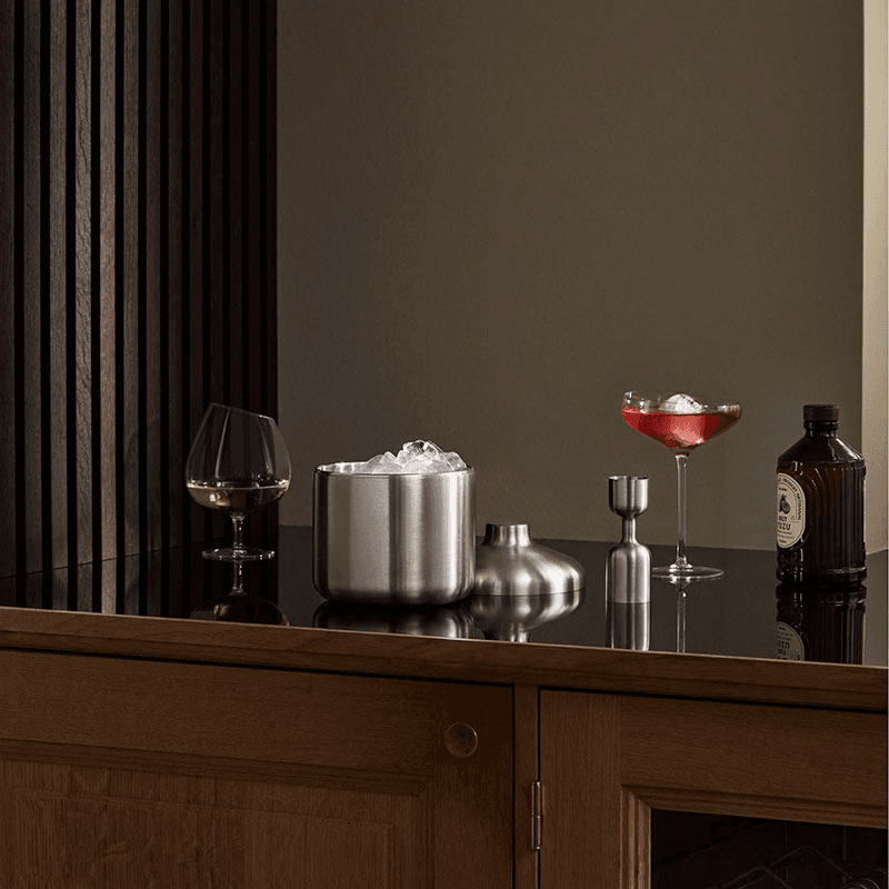 Liquid Lounge Insulated Ice Bucket with Scoop, Brushed Steel