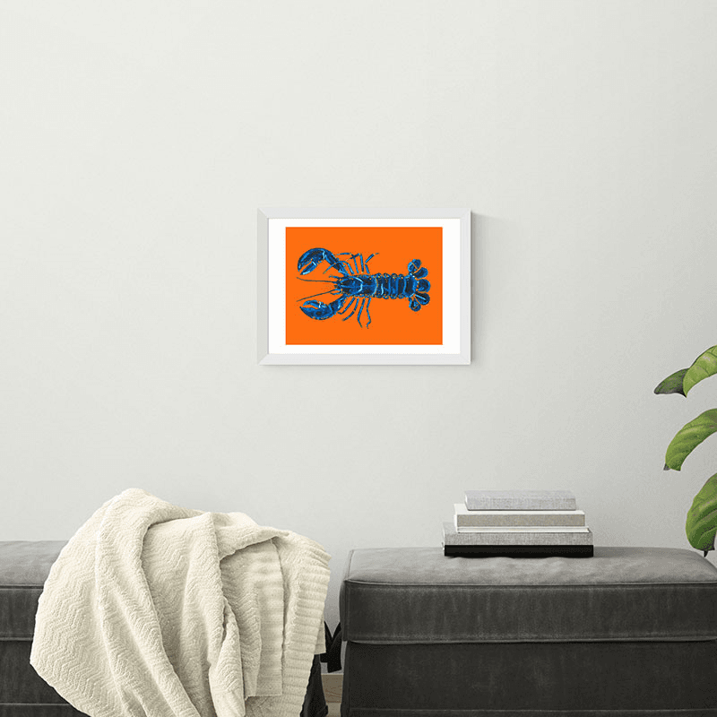 Alice Straker Lobster On Orange Framed Print, Orange