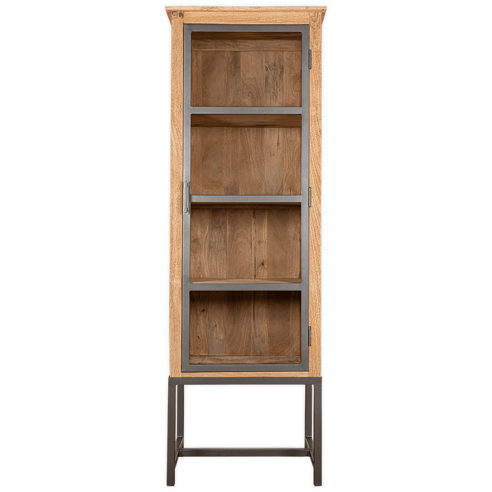 Nivri Mango Wood & Iron Tall Cabinet, Black