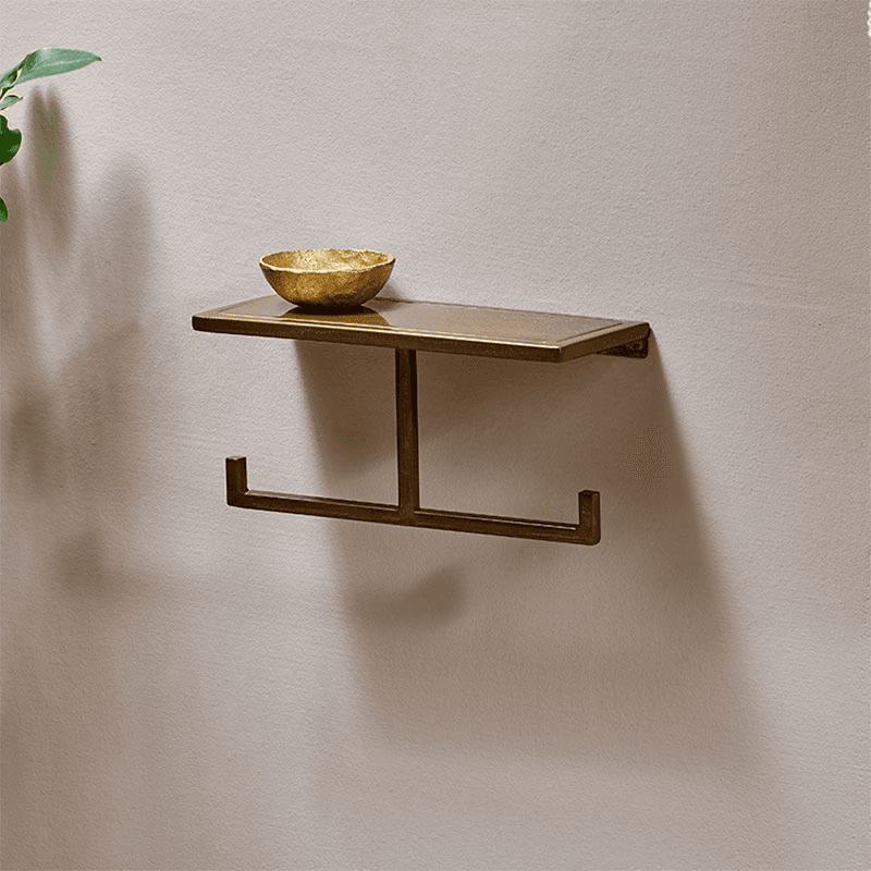 Mahi Wall Mounted Toilet Roll Holder, Brass