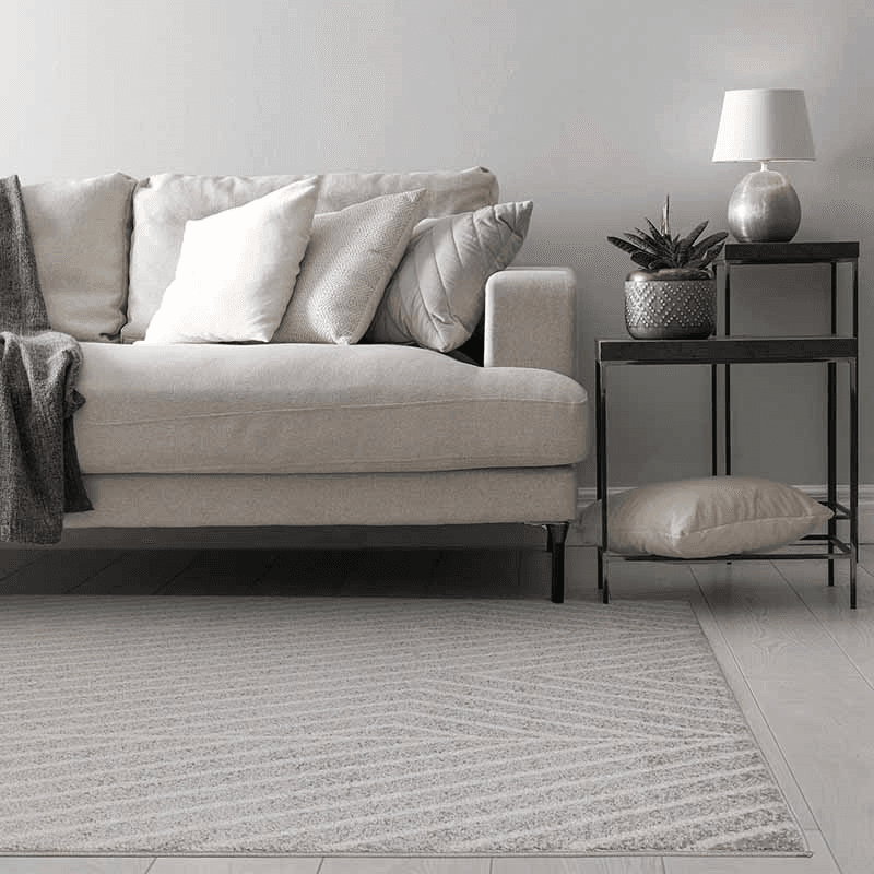 Muse Modern Geometric Linear Rug, Black & Cream