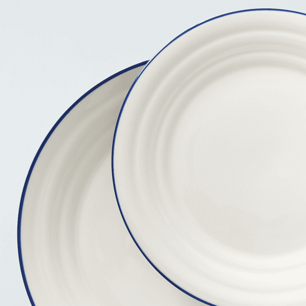 Harbour 12 Piece Dinner Set, White/Blue