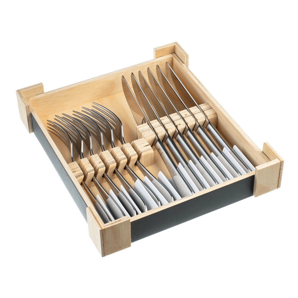 Mogano Steak Set in Wooden Giftbox, Satin