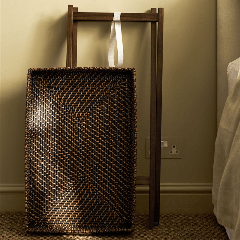 Wittering Rattan Side Table With Stand, Antique Brown