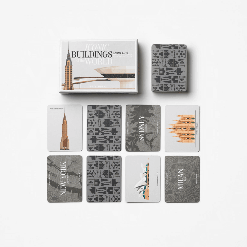 Iconic Buildings Memo Game, Grey Multi