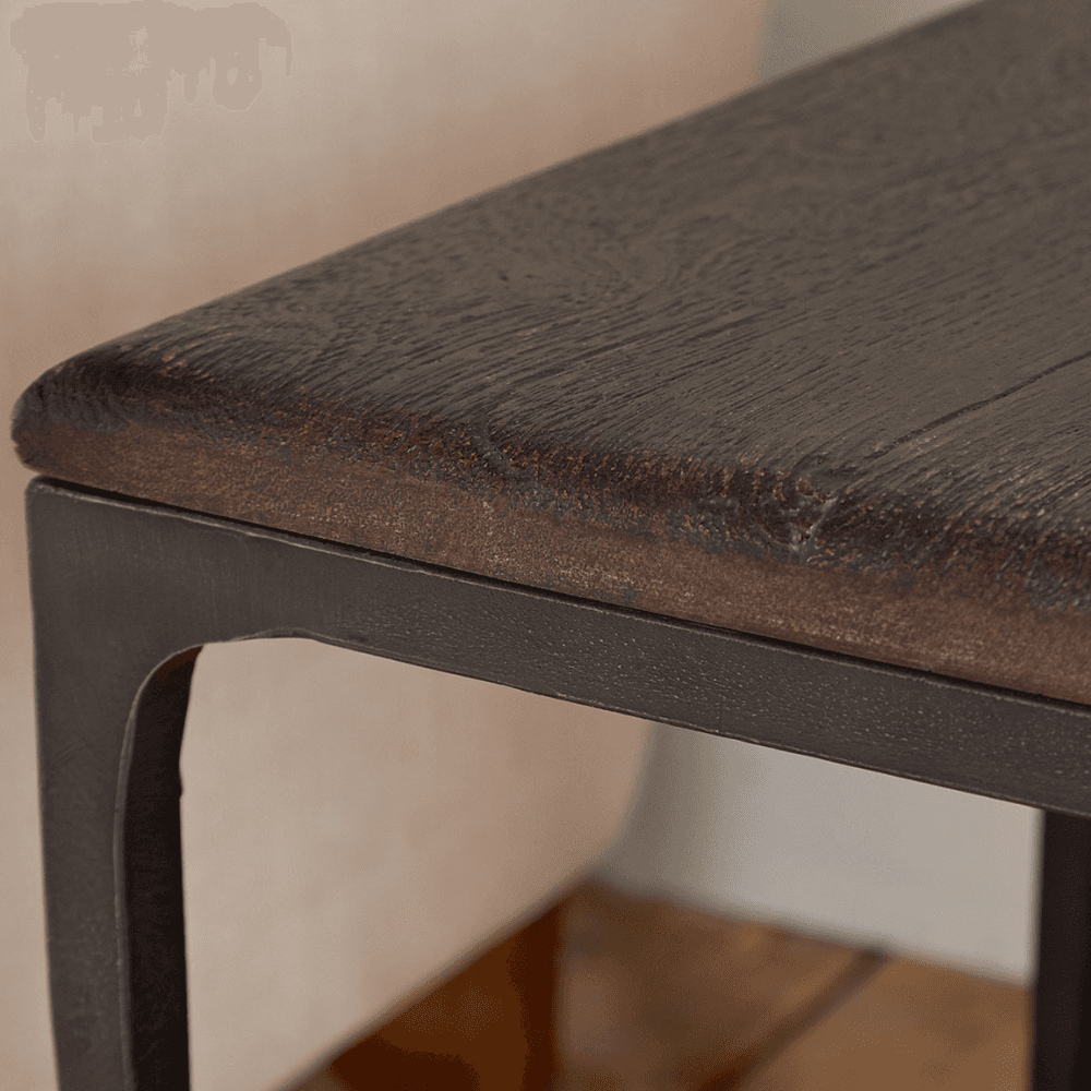 Sita Reclaimed Wood & Iron Side Table, Chocolate Brown