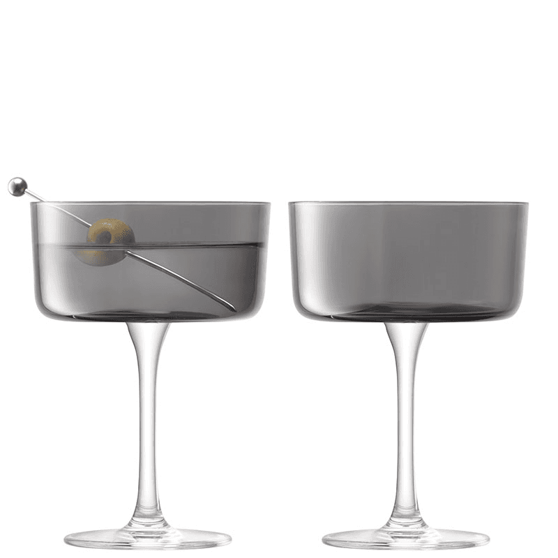 Lunar Set of 2 Champagne/Cocktail Glasses, Lunar Grey