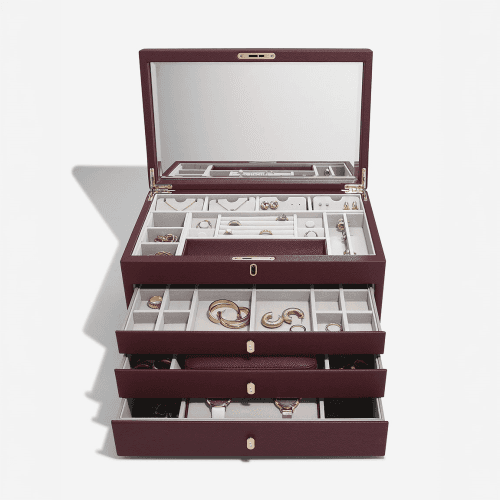 Image showing the Luxury Jewellery Box, Large, Burgundy product.