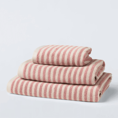 Image showing the Fine Stripe Hand Towel, Old Rose product.