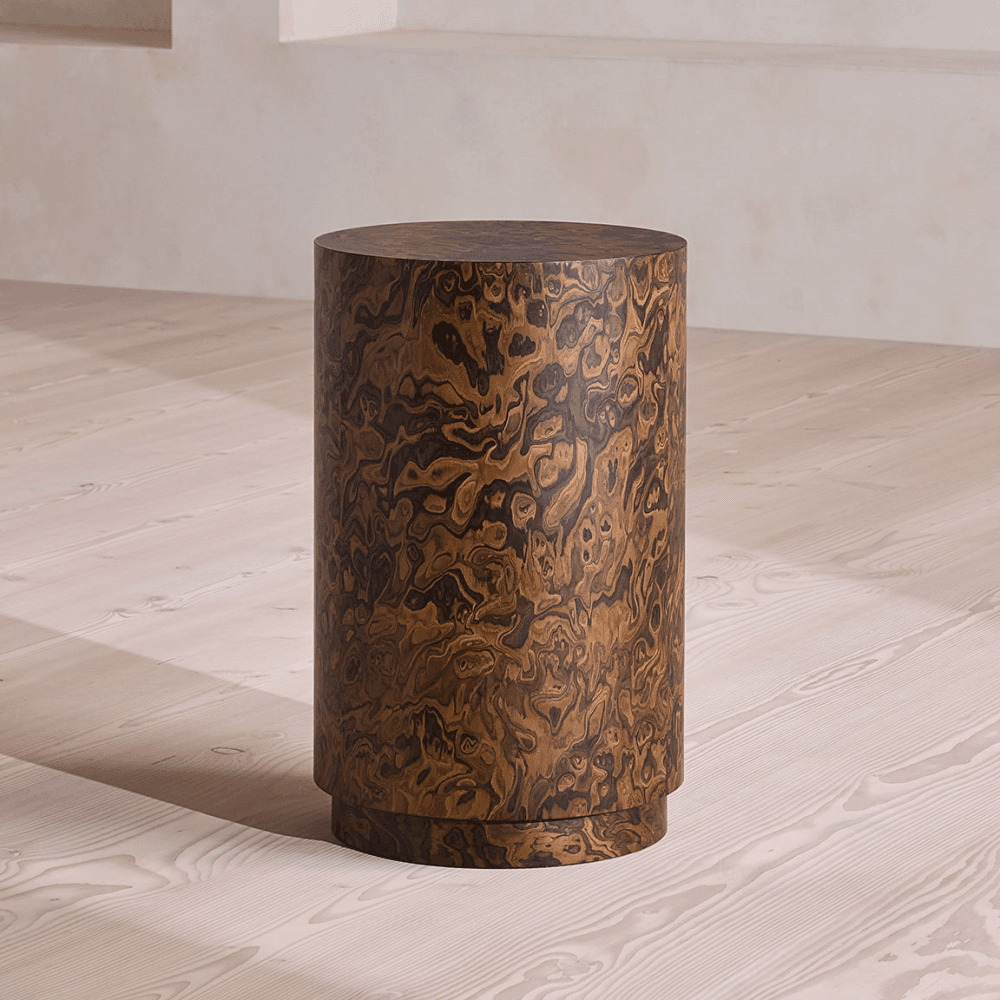 Sloane Side Table, Abstract Burl