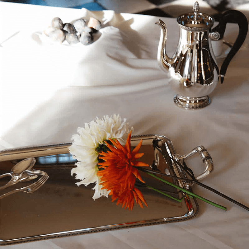 Malmaison Rectangular tray with handles, Christofle silver