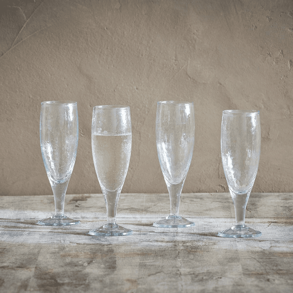 Yala Hammered Champagne Glass set of 4 Clear, Clear Glass