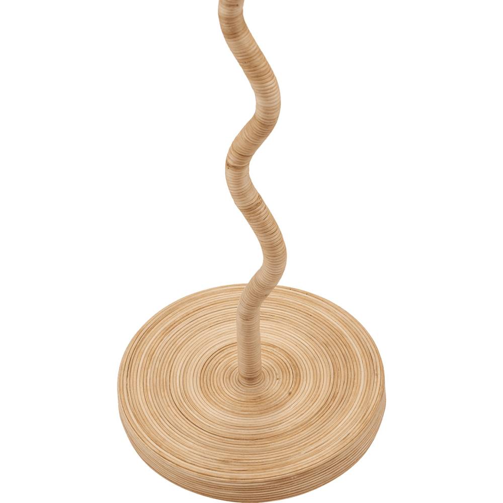 Palau Rattan Wave Floor Lamp with Harley Slubby Hopsack Lampshade