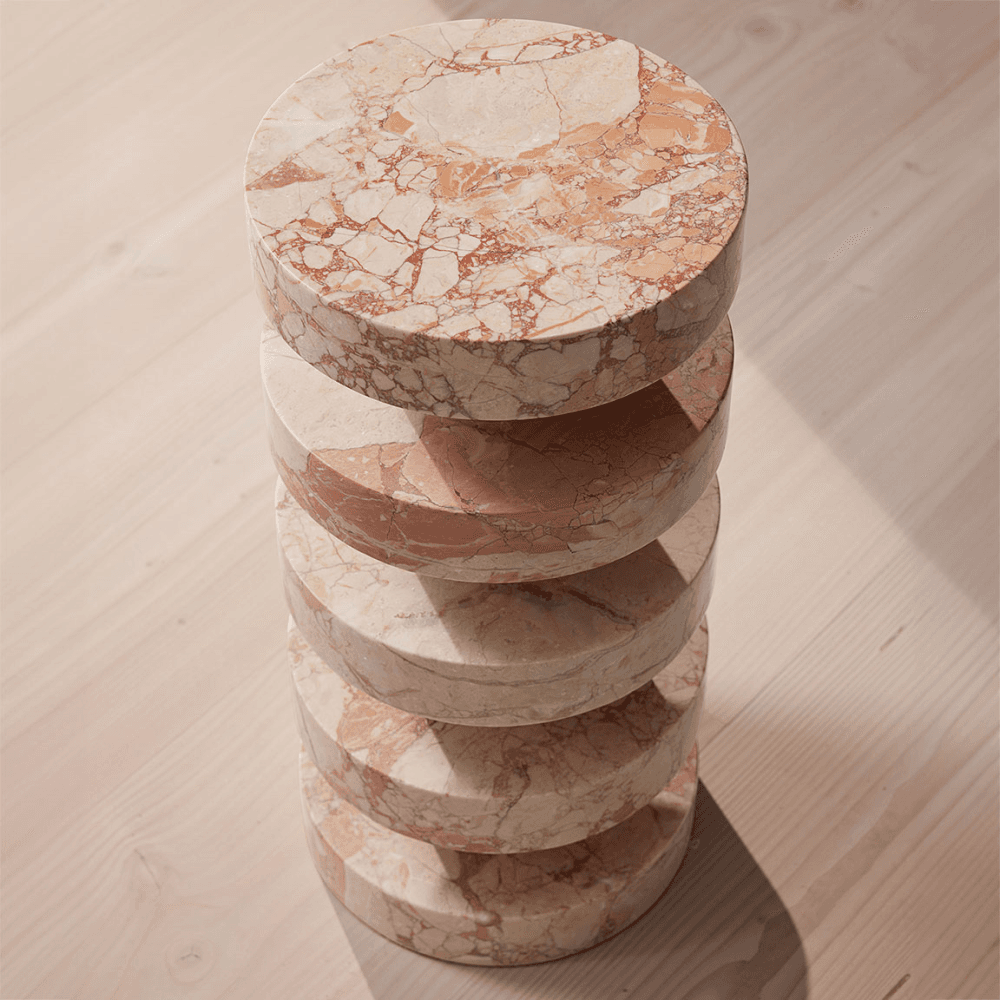 Nelson Side Table, Breccia Pernice Marble