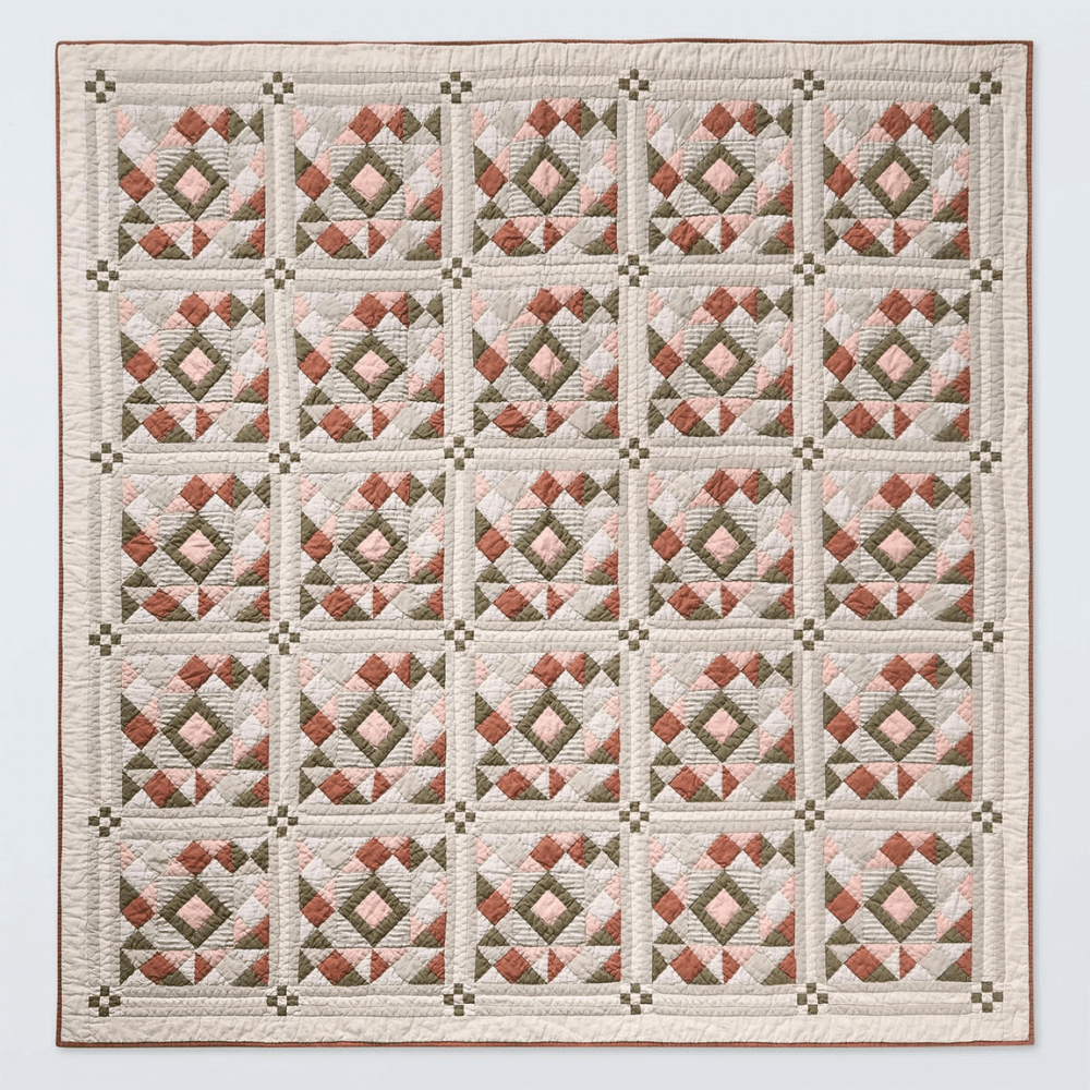 Patchwork Quilted Bedspread, Avocado