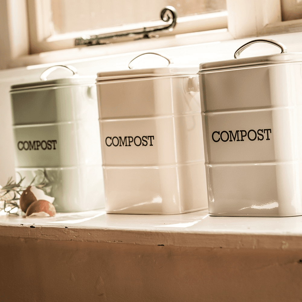 Living Nostalgia Steel compost bin, Cream