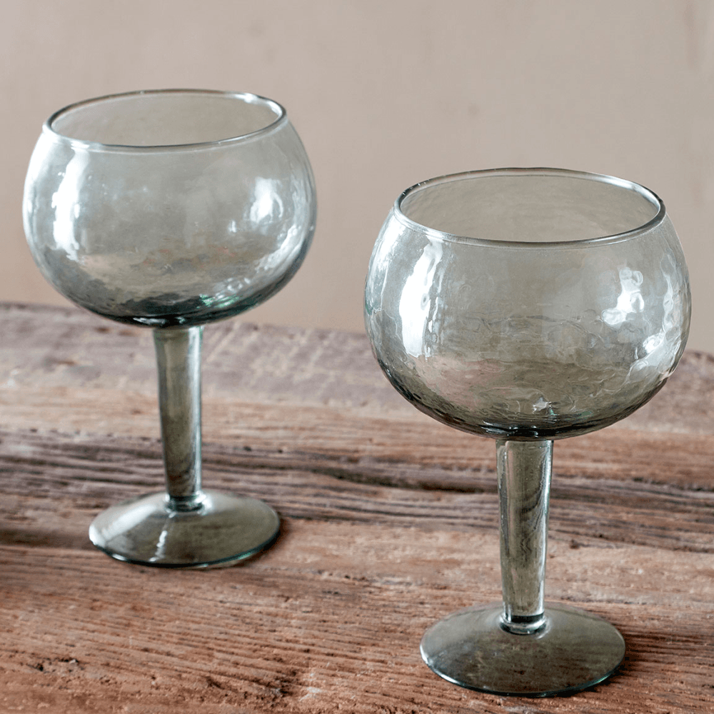 Yala Set of 2 Hammered Gin Glass, Sage Green