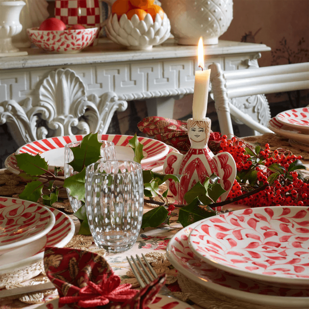 Stripes Charger Plate, Red