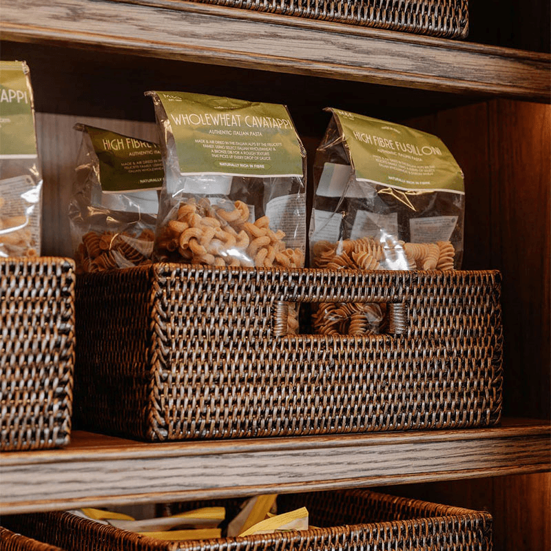 Rattan Rectangular Storage Basket, Brown