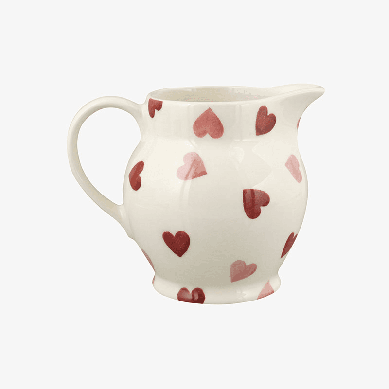 Pink Hearts Jug, Cream