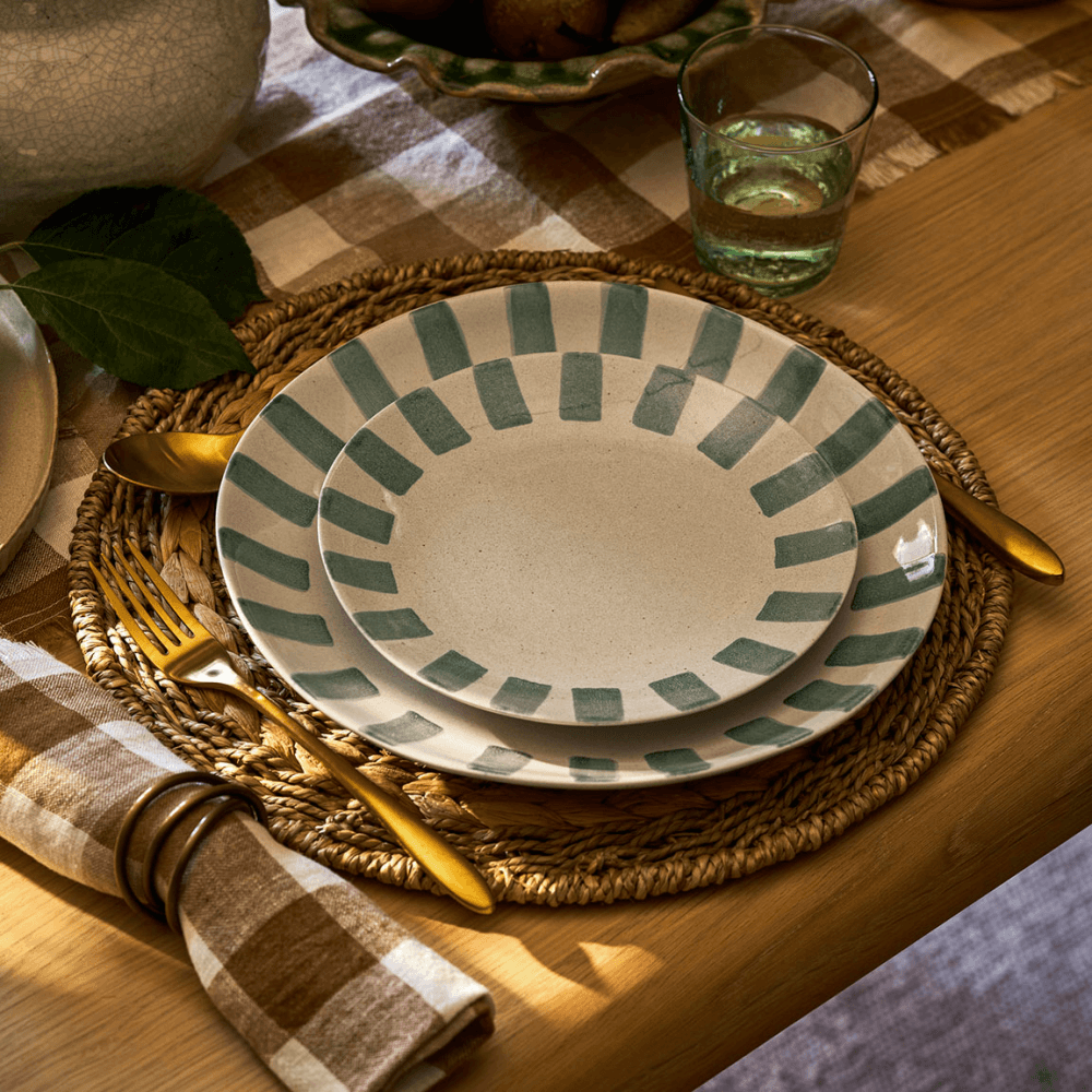 Cranwell Stripe Edge Side Plate, Fern