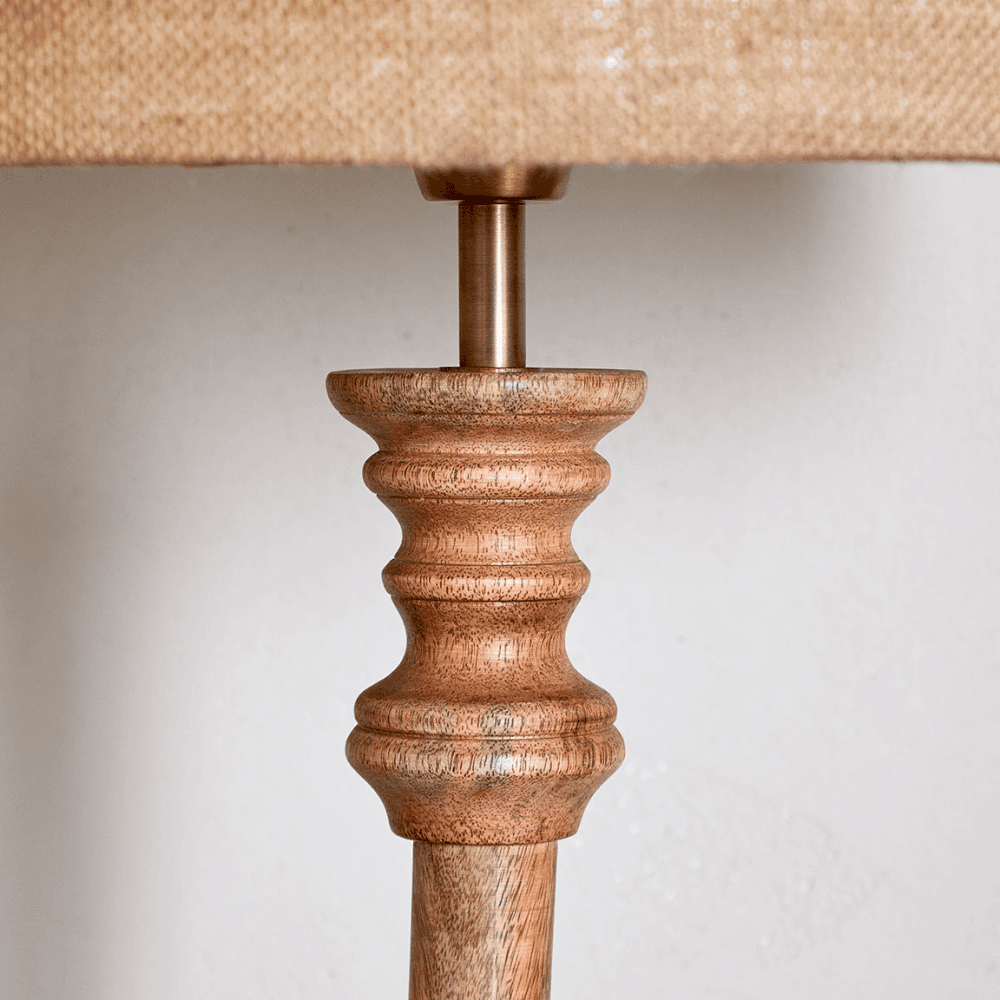 Usha Wooden Floor Lamp, Natural