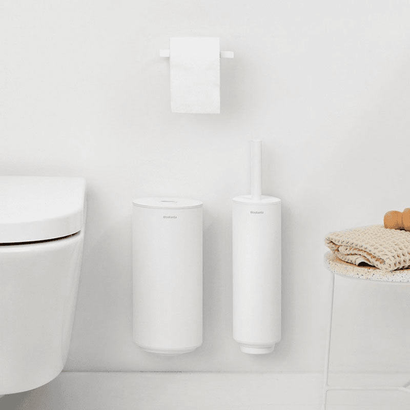 MindSet Set of 4 Toilet Accessories, Mineral Fresh White
