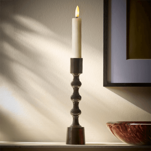 Image showing the Enamel Bobble Candle Holder, Brown product.