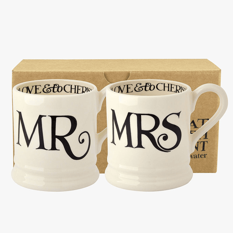 Black Toast Set of 2 Mr & Mrs Mugs, Cream