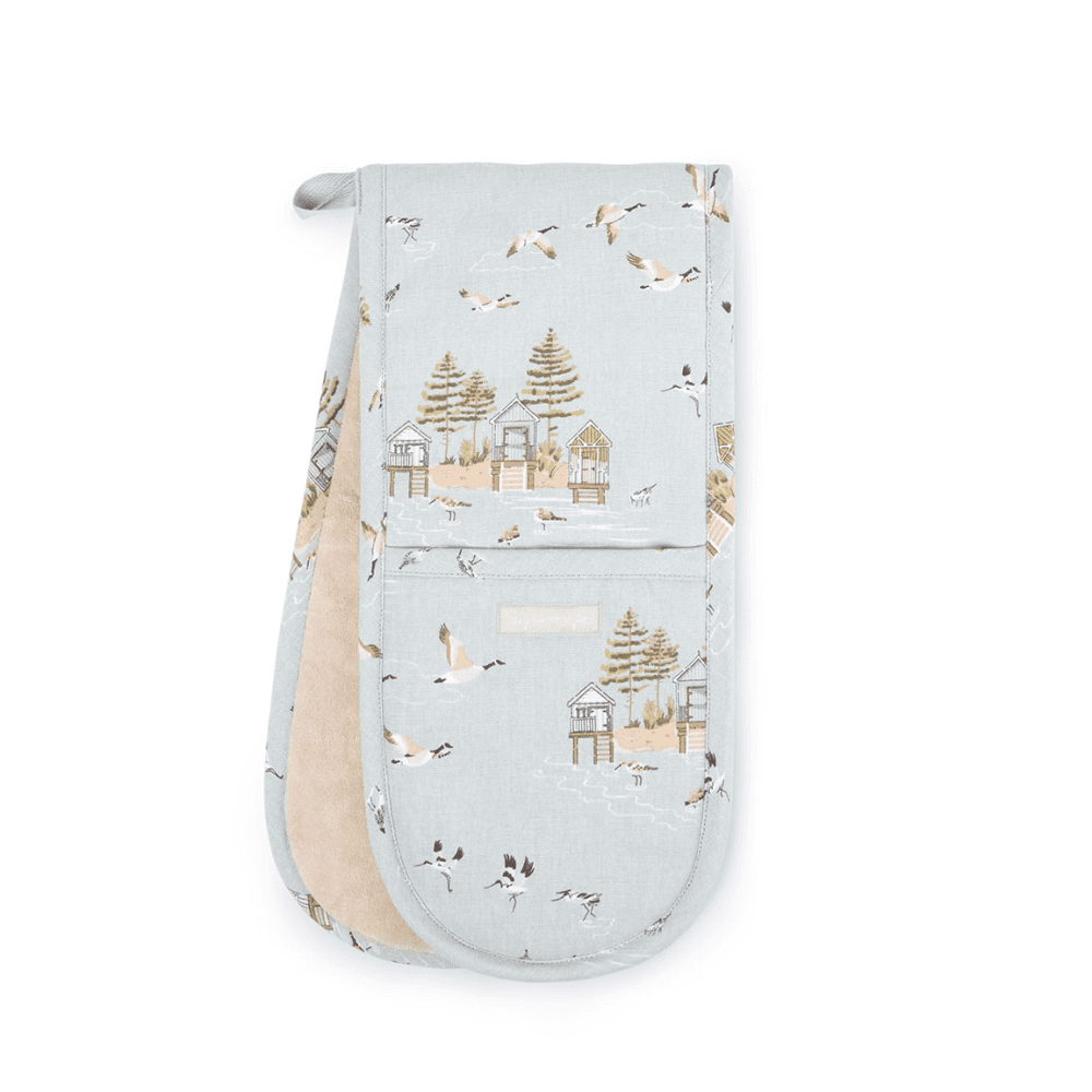 Sea Birds Double Oven Gloves, Pale Blue