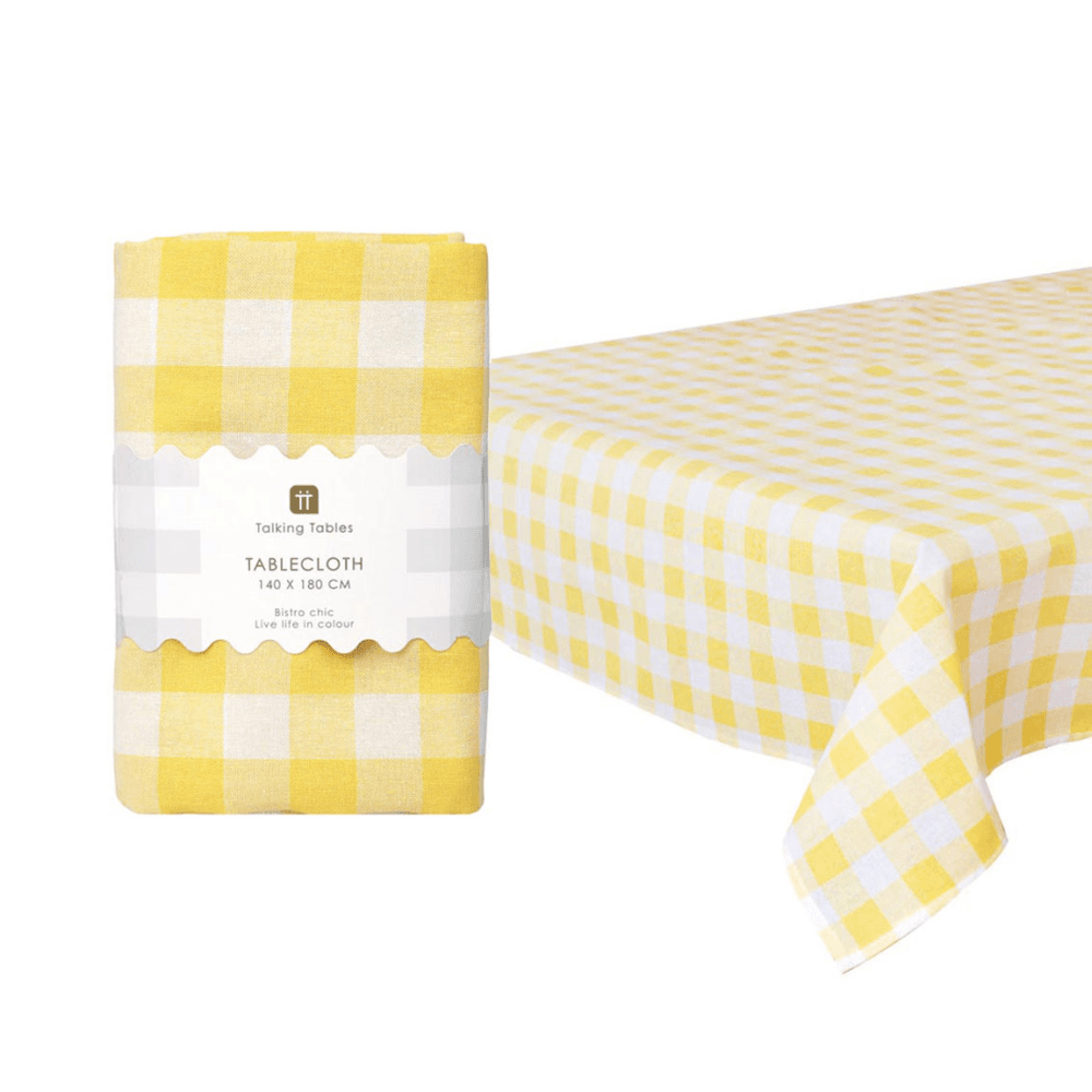 Bon appetit Gingham Fabric Tablecloth, Yellow
