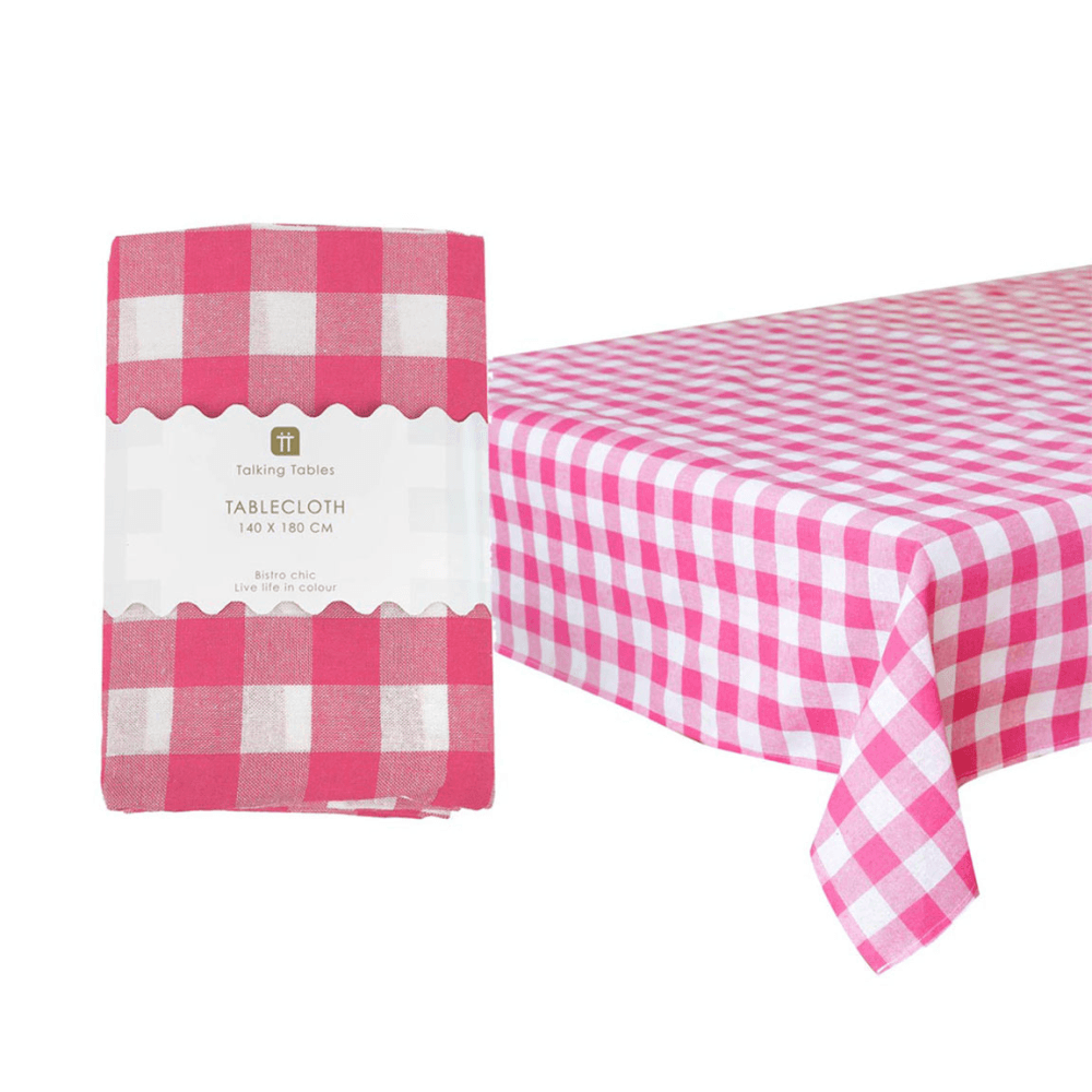 Bon appetit Gingham Fabric Tablecloth, Raspberry