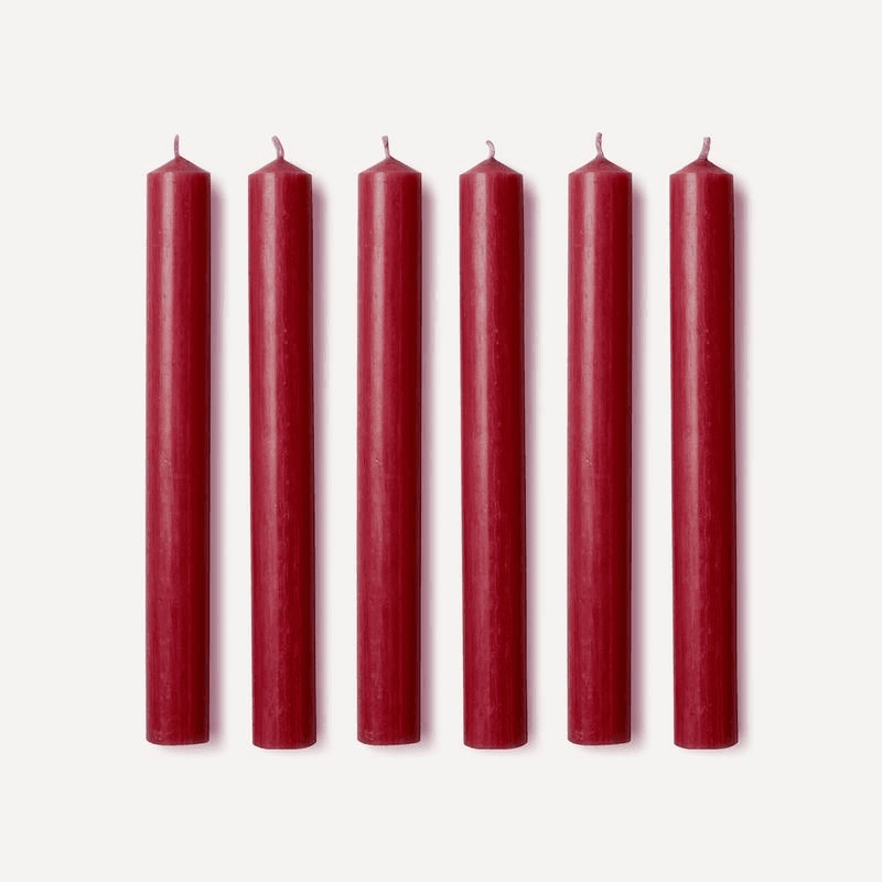 Aster Set of 6 Dinner Candles, Red