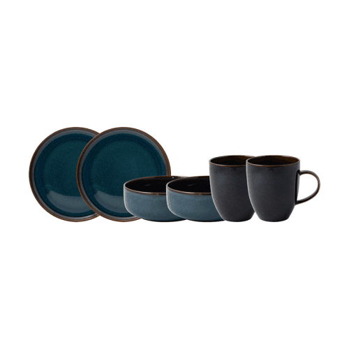 Image showing the Crafted Denim 6 Piece Breakfast Set, Blue product.