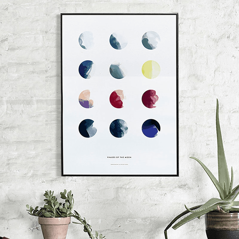 Moon Phases Framed Print, Multi
