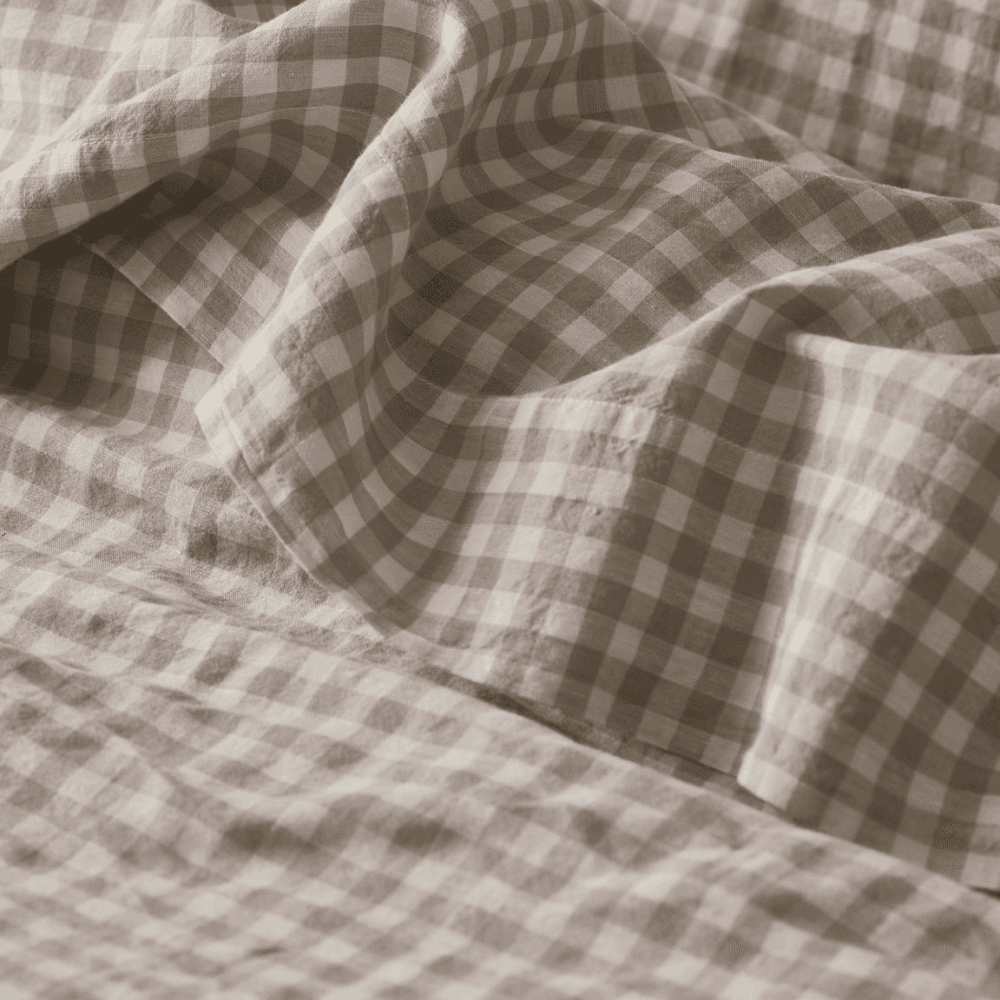 Gingham Linen Flat Sheet