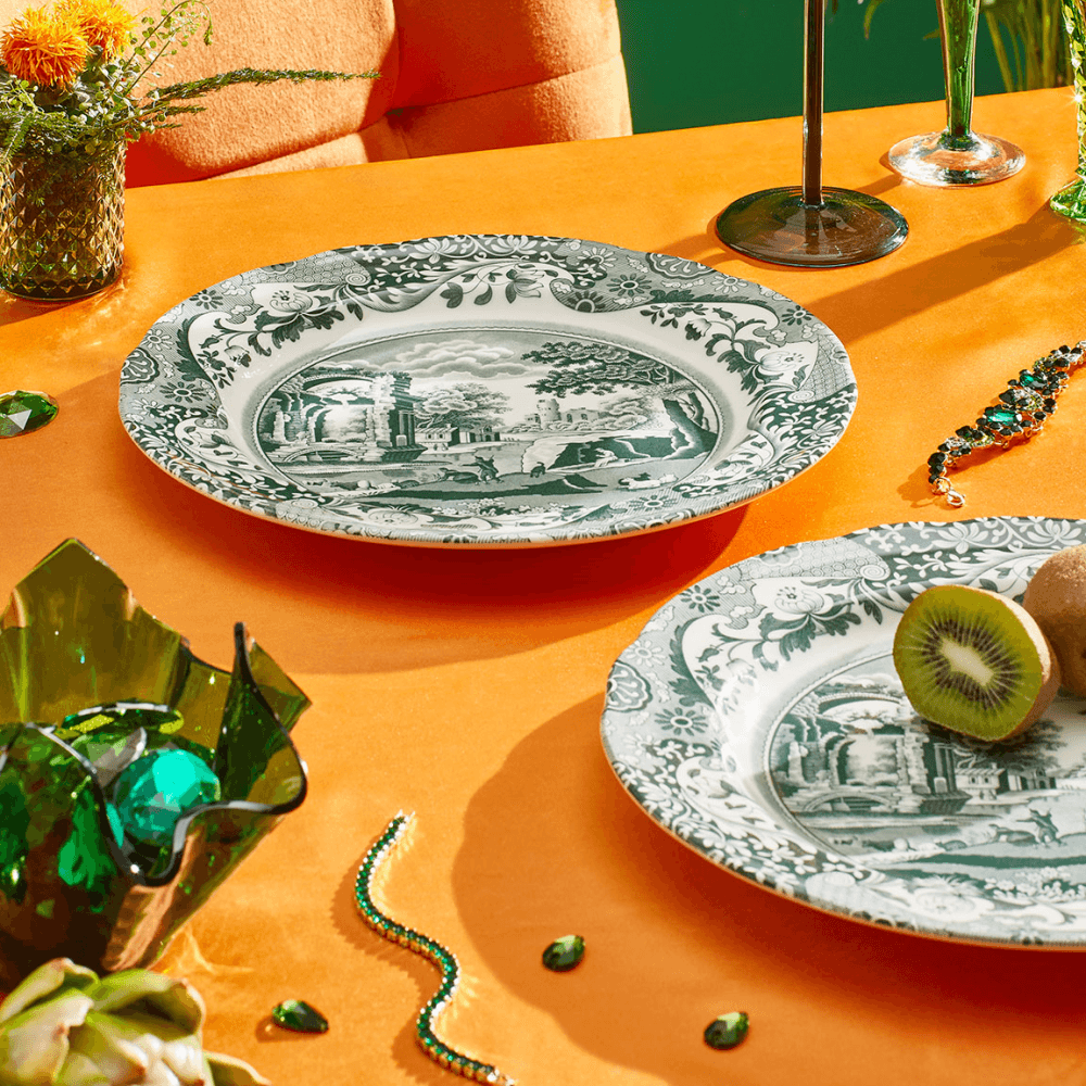 Heritage Italian Set of 4 Dinner Plates, Green
