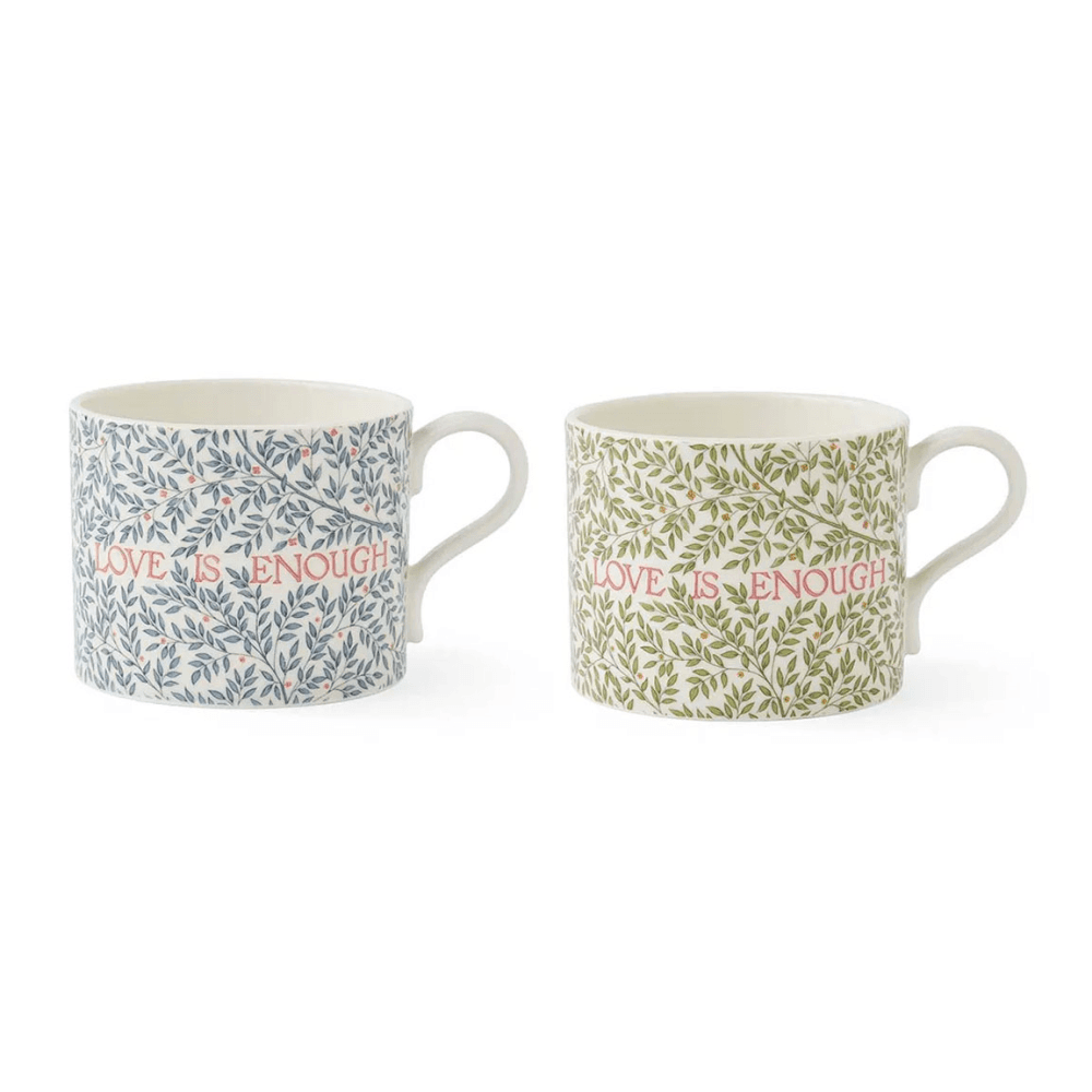 Morris & Co Love is Enough Set of 2 Mugs, Multi